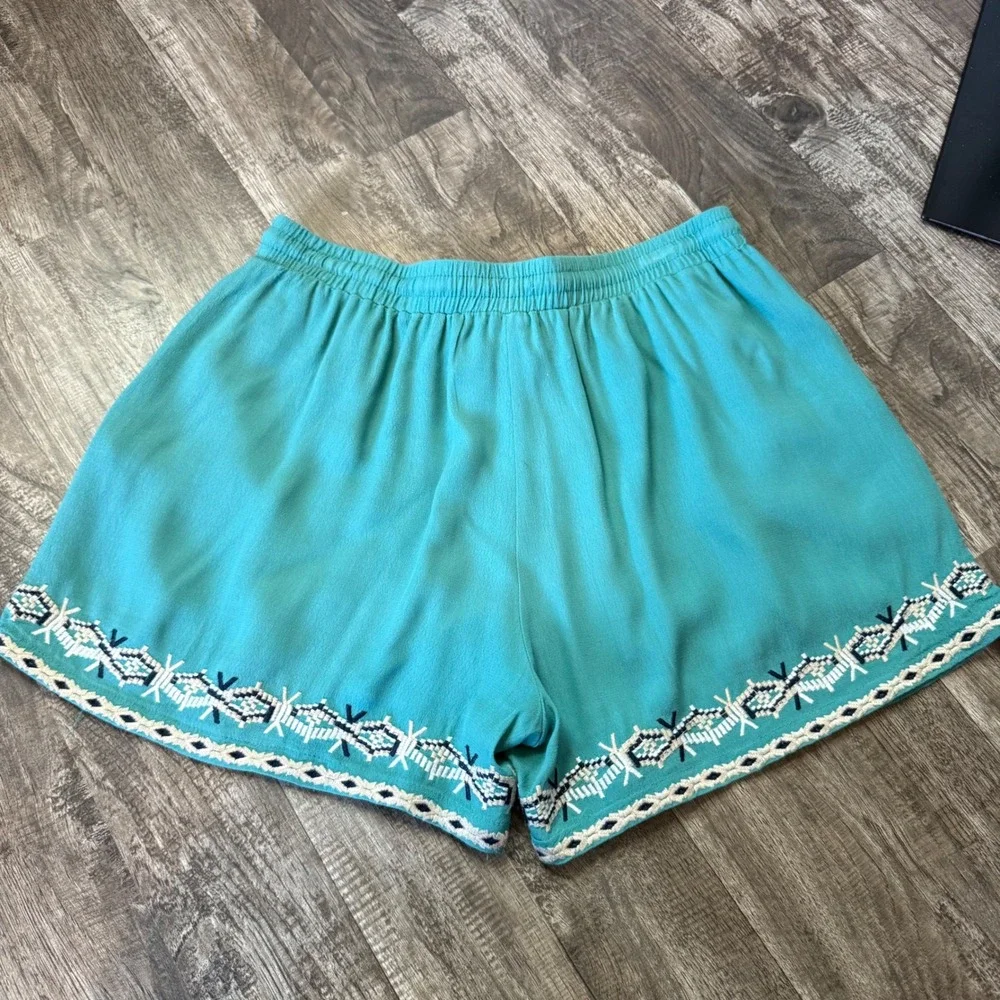 Anthropologie‎ HEI HEI Embroidered Isle Shorts Turquoise , Size M